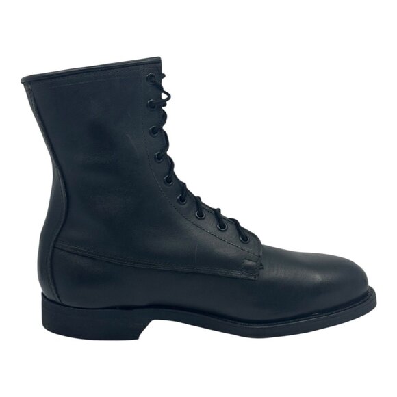 Addison Shoe Co. Black Leather Combat Boots Size 8.5 X-Wide Military Lace-Up Vtg - Picture 7 of 15